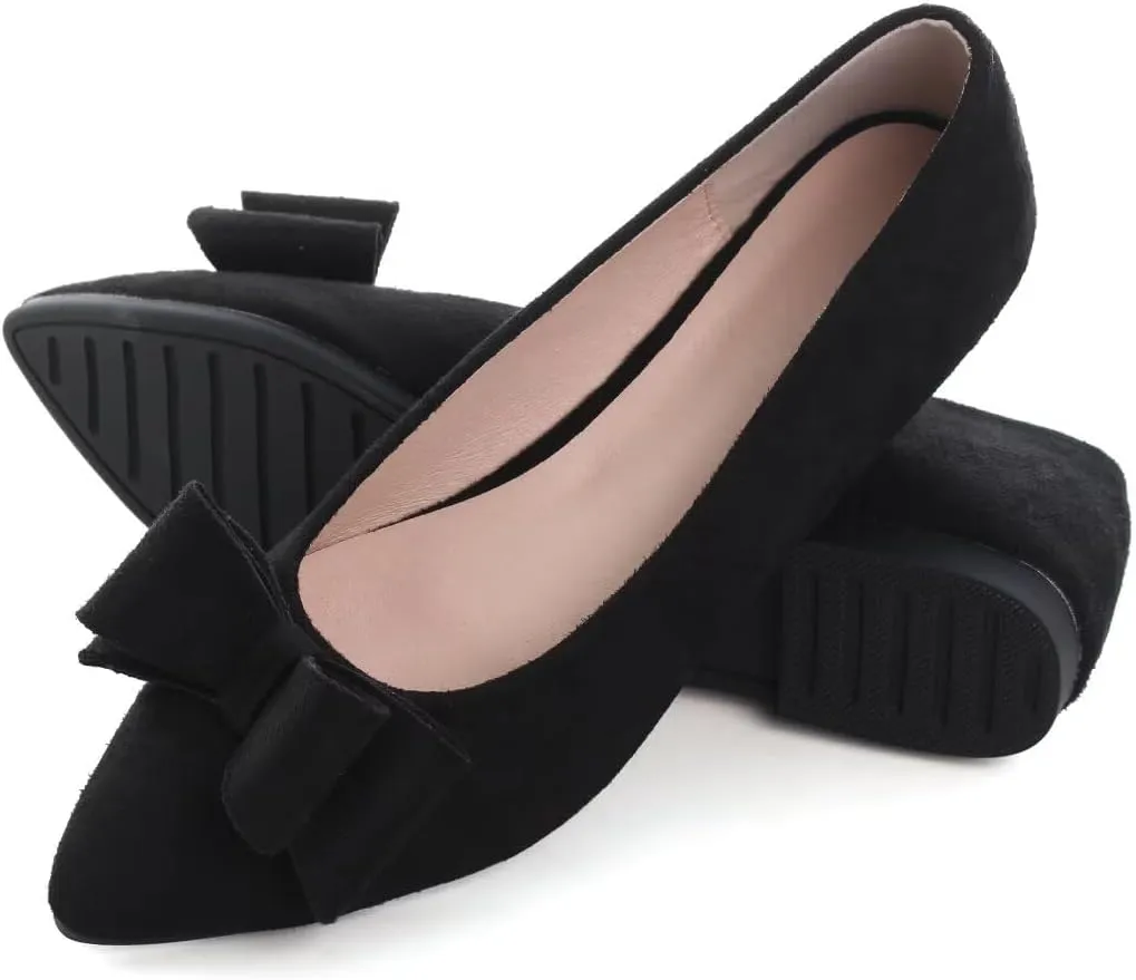 TN TANGNEST Women's Comfortable Pointed Toe Bowknot Flats Slip On Loafers Casual Flats