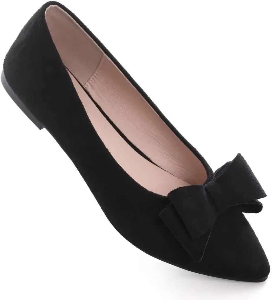 TN TANGNEST Women's Comfortable Pointed Toe Bowknot Flats Slip On Loafers Casual Flats