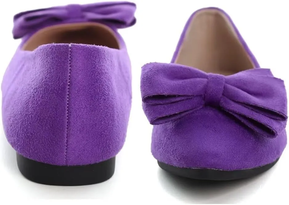 TN TANGNEST Women's Summer Dress Flats - Comfortable Pointed Toe Bowknot Ballet Shoes for Woman - Soft Suede Driving Flats