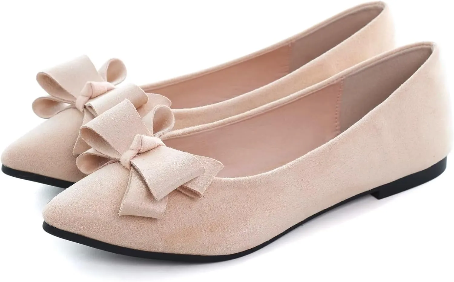 TN TANGNEST Women's Summer Dress Flats - Comfortable Pointed Toe Bowknot Ballet Shoes for Woman - Soft Suede Driving Flats