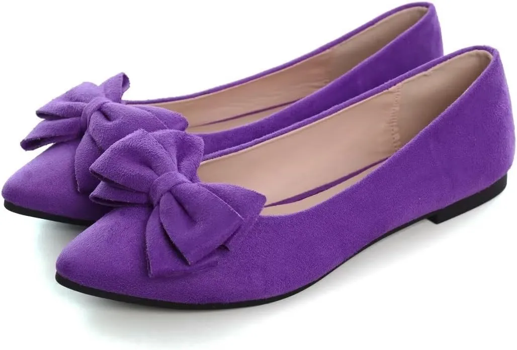 TN TANGNEST Women's Summer Dress Flats - Comfortable Pointed Toe Bowknot Ballet Shoes for Woman - Soft Suede Driving Flats
