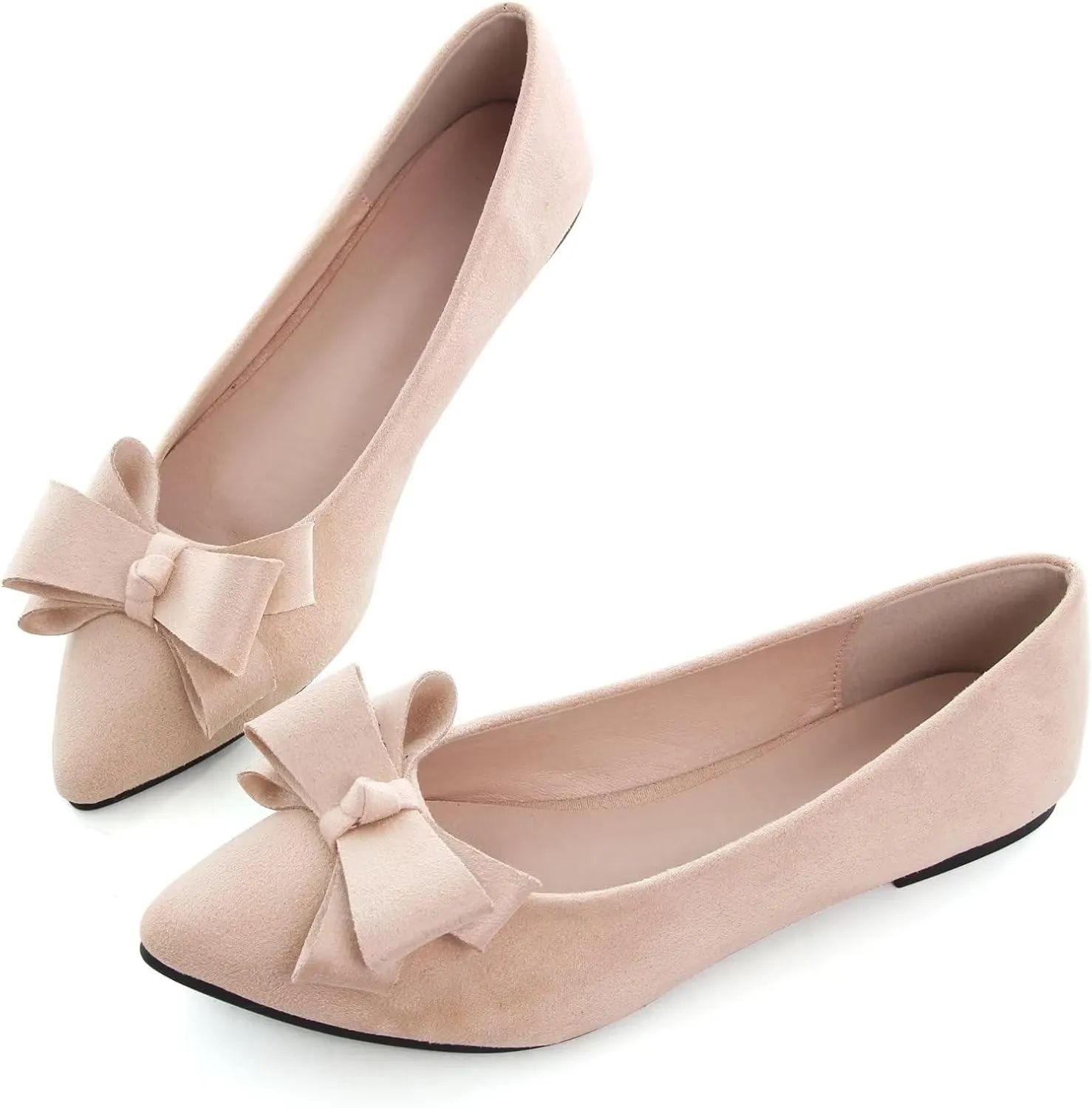 TN TANGNEST Women's Summer Dress Flats - Comfortable Pointed Toe Bowknot Ballet Shoes for Woman - Soft Suede Driving Flats