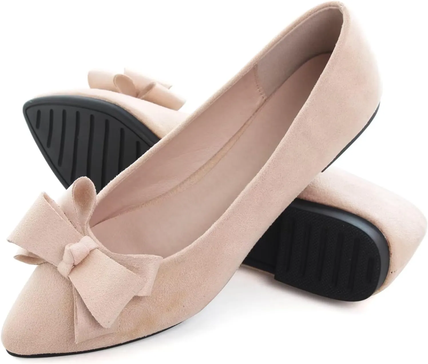 TN TANGNEST Women's Summer Dress Flats - Comfortable Pointed Toe Bowknot Ballet Shoes for Woman - Soft Suede Driving Flats