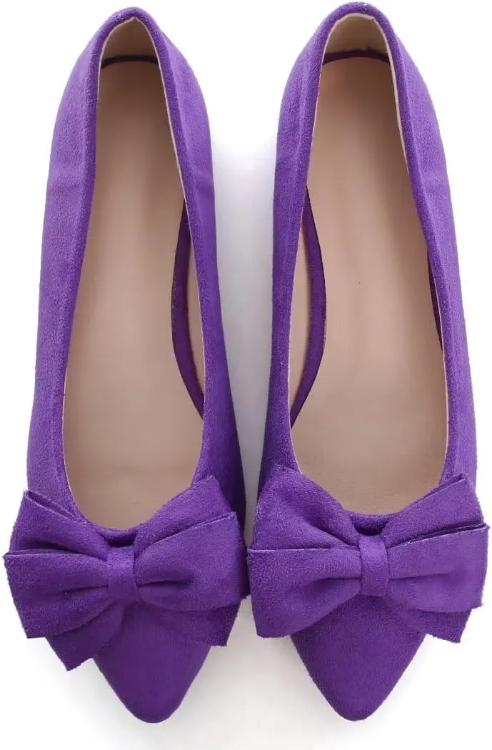 TN TANGNEST Women's Summer Dress Flats - Comfortable Pointed Toe Bowknot Ballet Shoes for Woman - Soft Suede Driving Flats