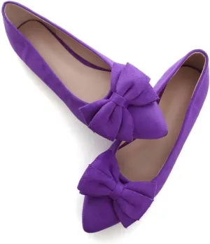 TN TANGNEST Women's Summer Dress Flats - Comfortable Pointed Toe Bowknot Ballet Shoes for Woman - Soft Suede Driving Flats