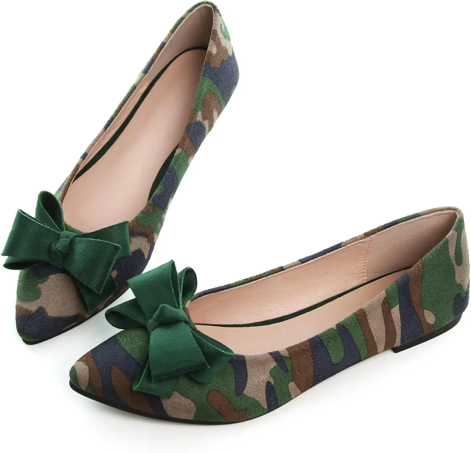 TN TANGNEST Women's Summer Dress Flats - Comfortable Pointed Toe Bowknot Ballet Shoes for Woman - Soft Suede Driving Flats