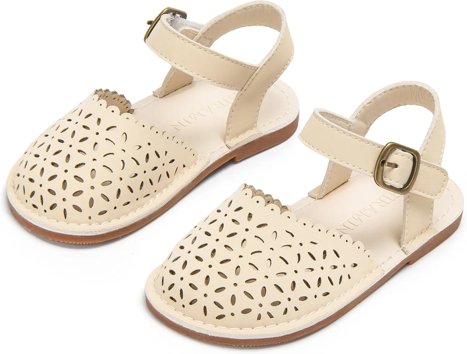 Toddler Little Girl Summer Sandals - Flower Girl Close Toe Dress Shoes Flats Wedding Princess