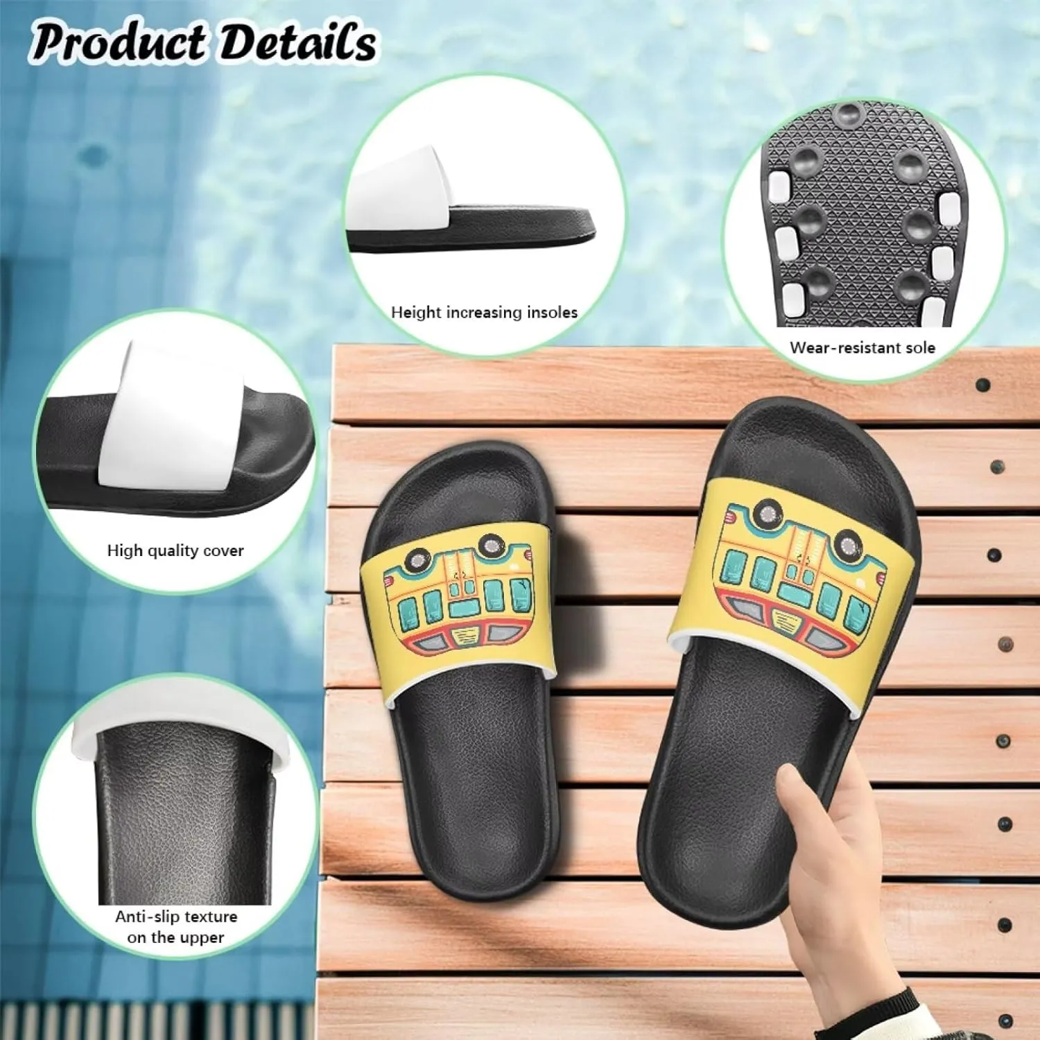 Toddler Little Kid Beach Pool Shower Slides Anti-Skid Home Bath Slippers Cute Summer Outdoor Shoes