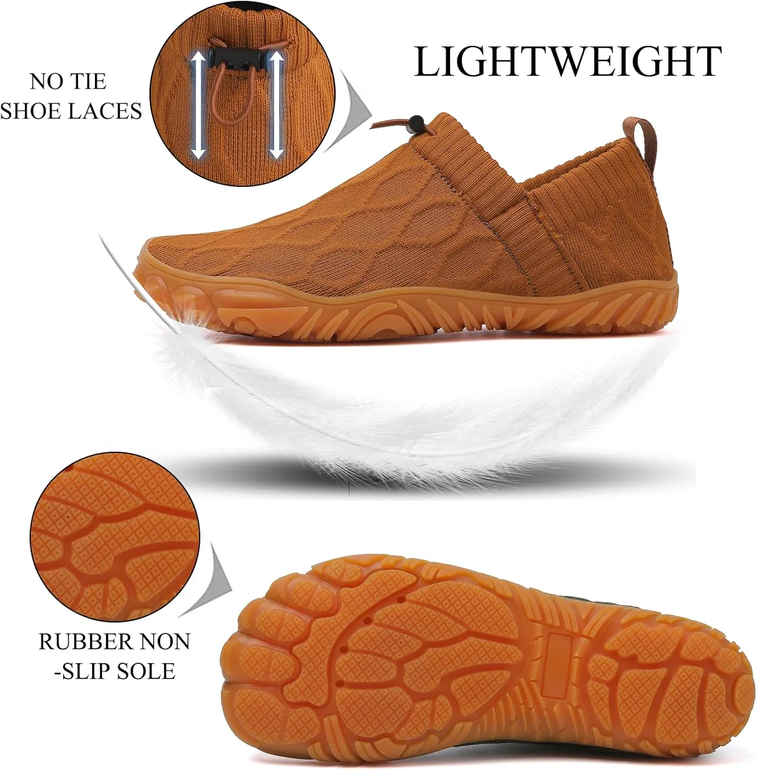 Tongzone Men's Wide Toe Box Barefoot Shoes Slip-On Running Sneakers Trail-Runners Zero Drop Sole Walking Shoes