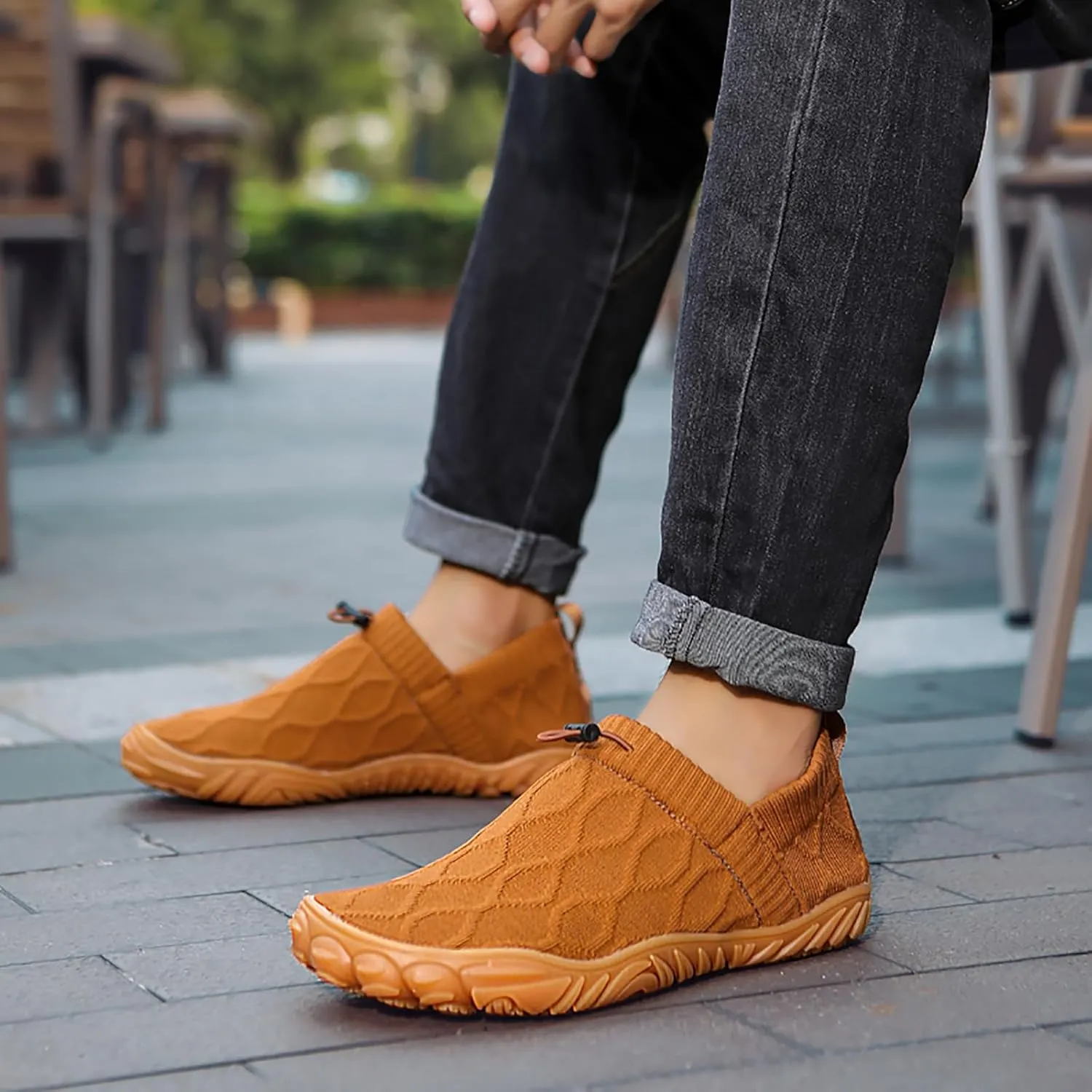 Tongzone Men's Wide Toe Box Barefoot Shoes Slip-On Running Sneakers Trail-Runners Zero Drop Sole Walking Shoes