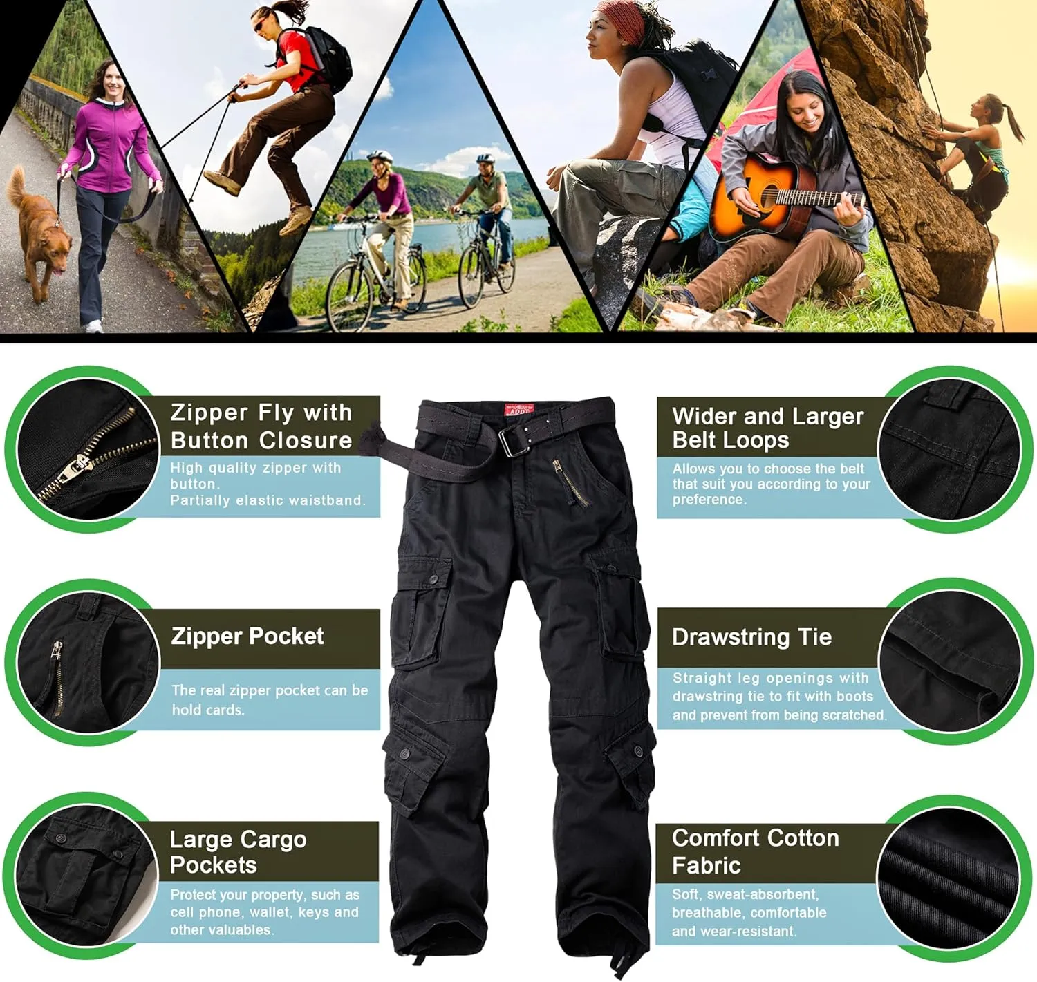TRGPSG Women's Casual Combat Cargo Pants, Cotton Outdoor Camouflage Military Multi Pockets Work Pants
