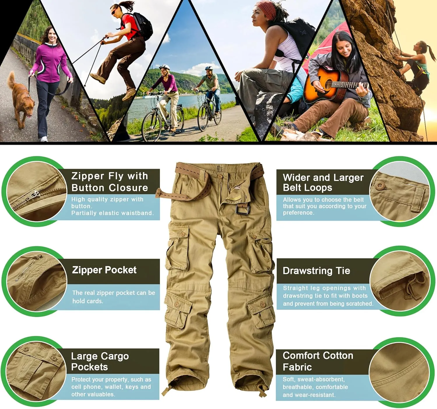 TRGPSG Women's Casual Combat Cargo Pants, Cotton Outdoor Camouflage Military Multi Pockets Work Pants