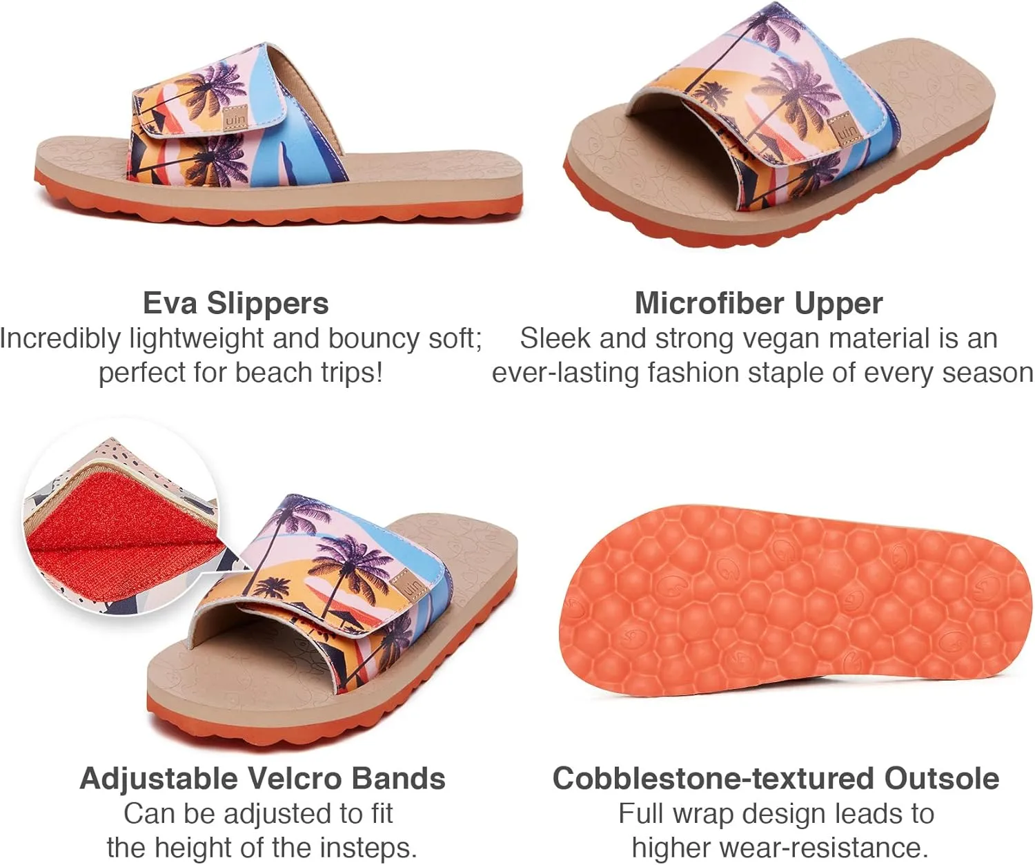 UIN Women's Flip Flops Thong Sandals Beach Summer Casual Art Painted Travel Comfort Slippers Non Slip