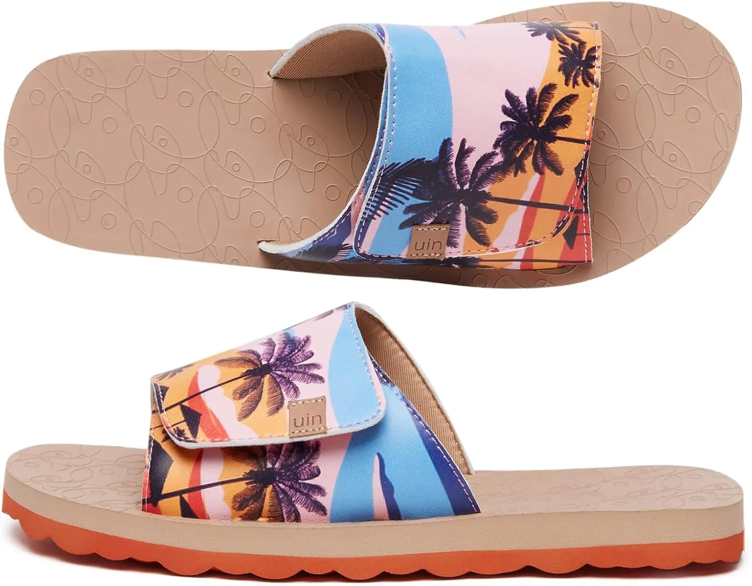 UIN Women's Flip Flops Thong Sandals Beach Summer Casual Art Painted Travel Comfort Slippers Non Slip