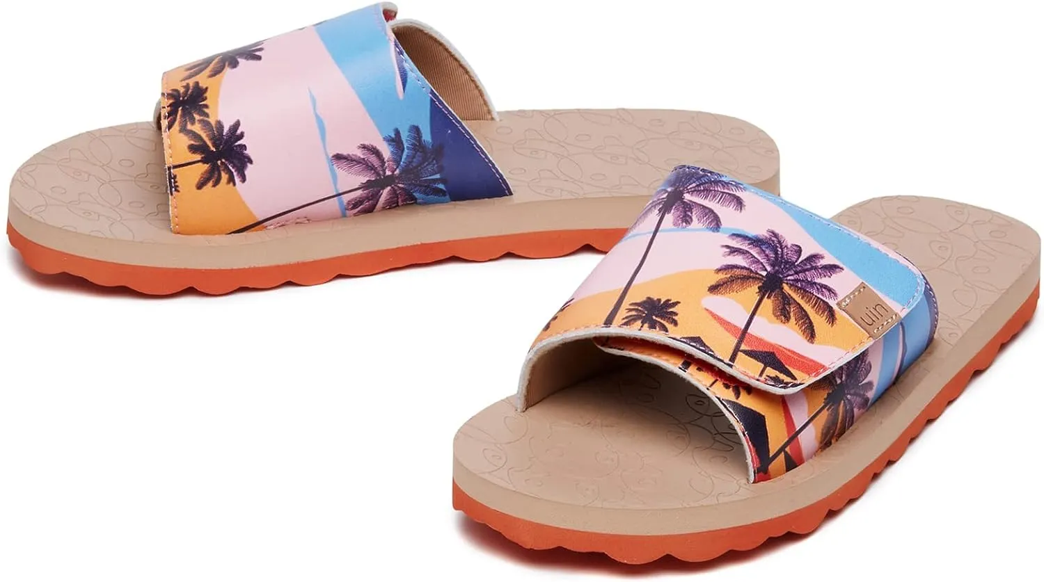 UIN Women's Flip Flops Thong Sandals Beach Summer Casual Art Painted Travel Comfort Slippers Non Slip