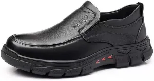 URLECHS Men's Leather Slip-On Loafers,Business Office Gentleman Dress Shoes Soft Lightweight Comfortable Driving Walking Shoes