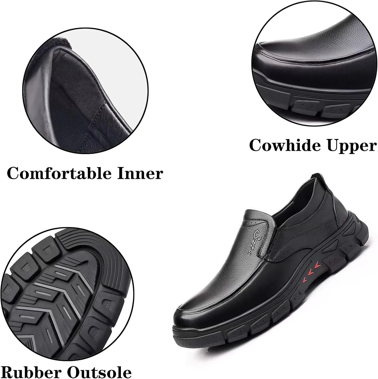 URLECHS Men's Leather Slip-On Loafers,Business Office Gentleman Dress Shoes Soft Lightweight Comfortable Driving Walking Shoes