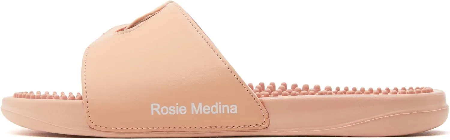 Vegan Leather Reflexology Massage Slippers - Indoor Sandals - Acupressure Footbed - Arch Support - Shock Absorbing Sole - Pain Relief & Relaxation for Flat Feet -Fallen Arches - size 9
