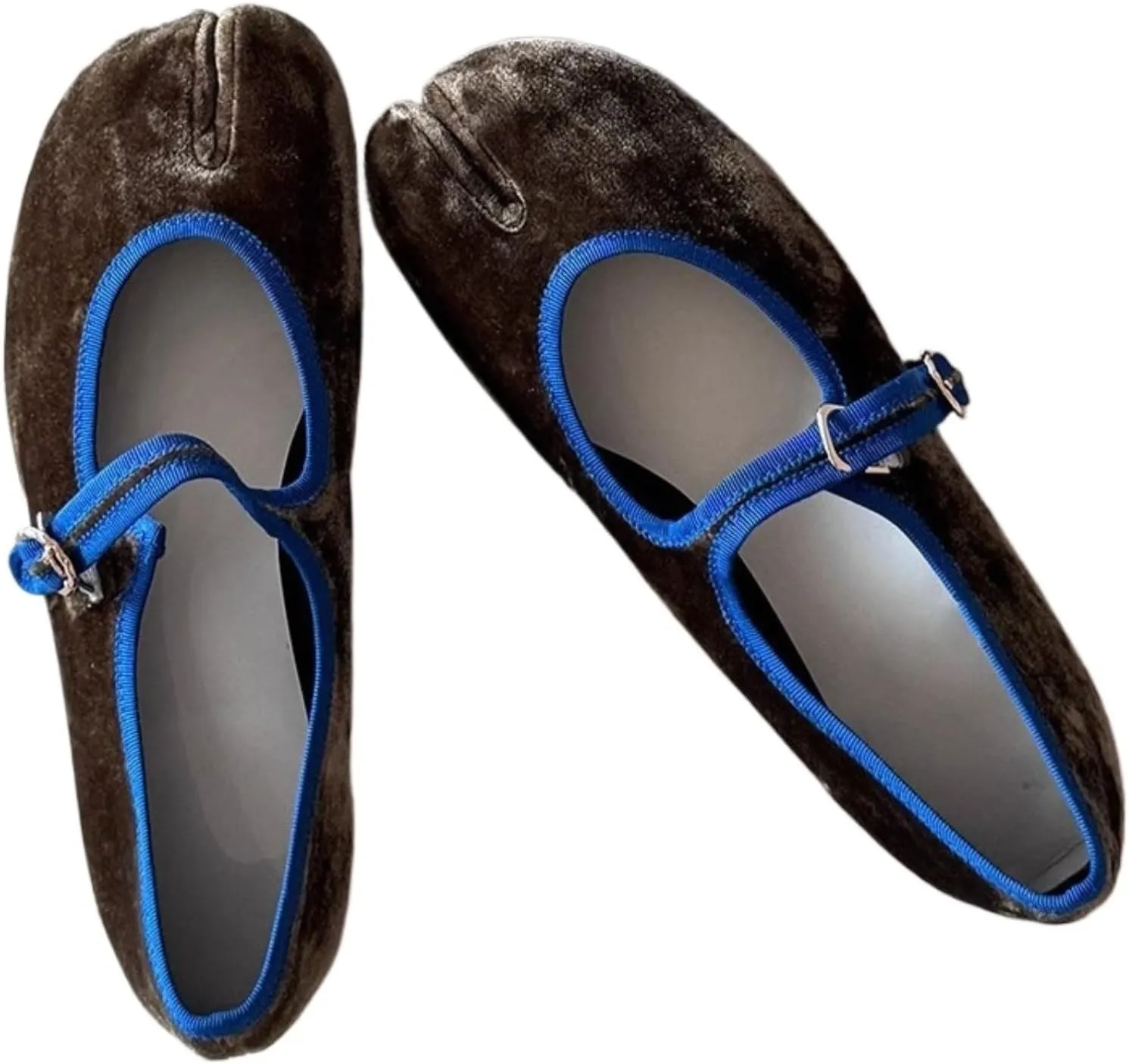 Velvet Mary Janes for Women Tabi Flats Ballet Flats Split Toe Shoes Vintage Downtown Girl Aesthetic