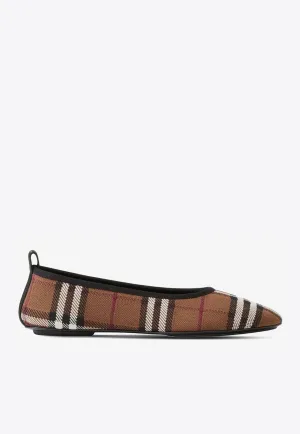 Vintage Check Leather Ballet Flats