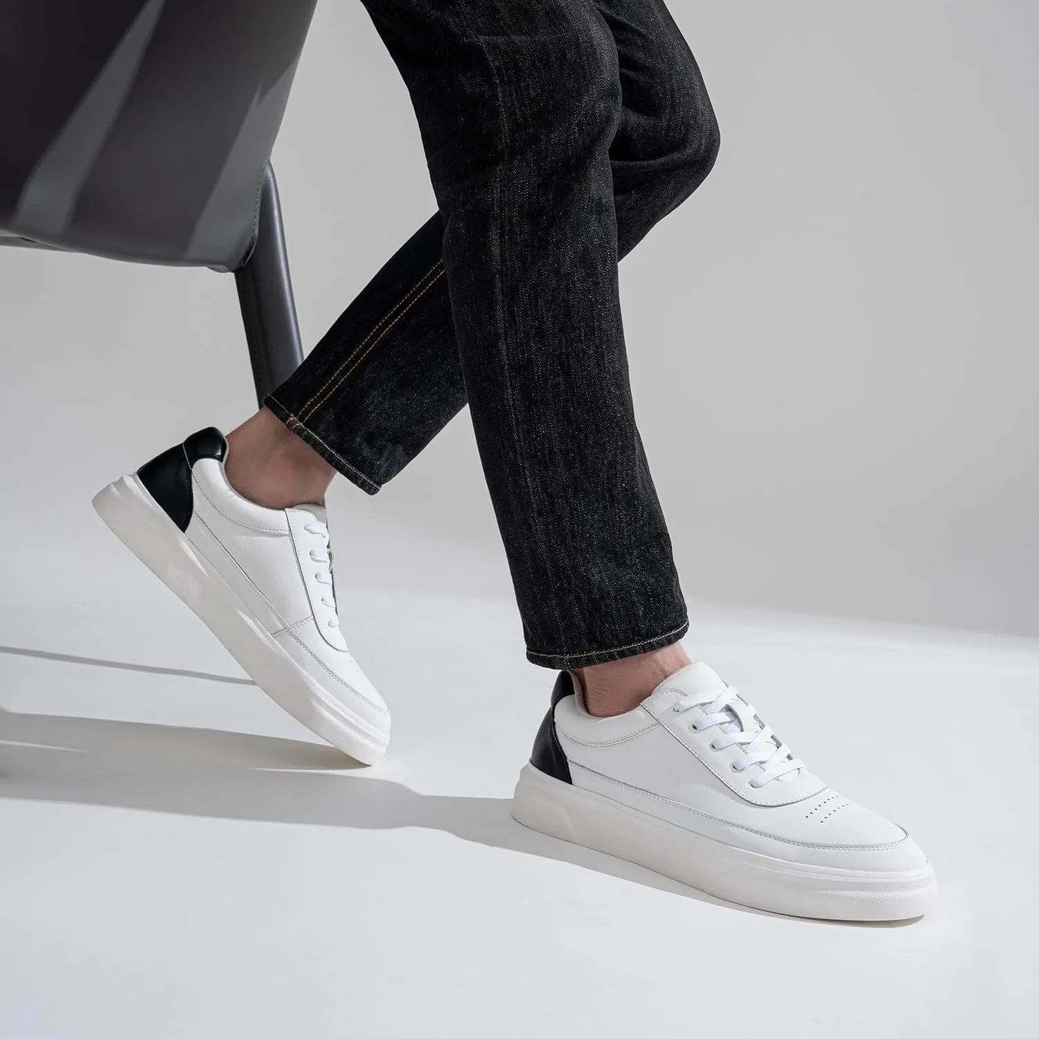 Vostey Men's Fashion Sneakers Leather White Shoes for Men Comfortable Mens Casual Shoes