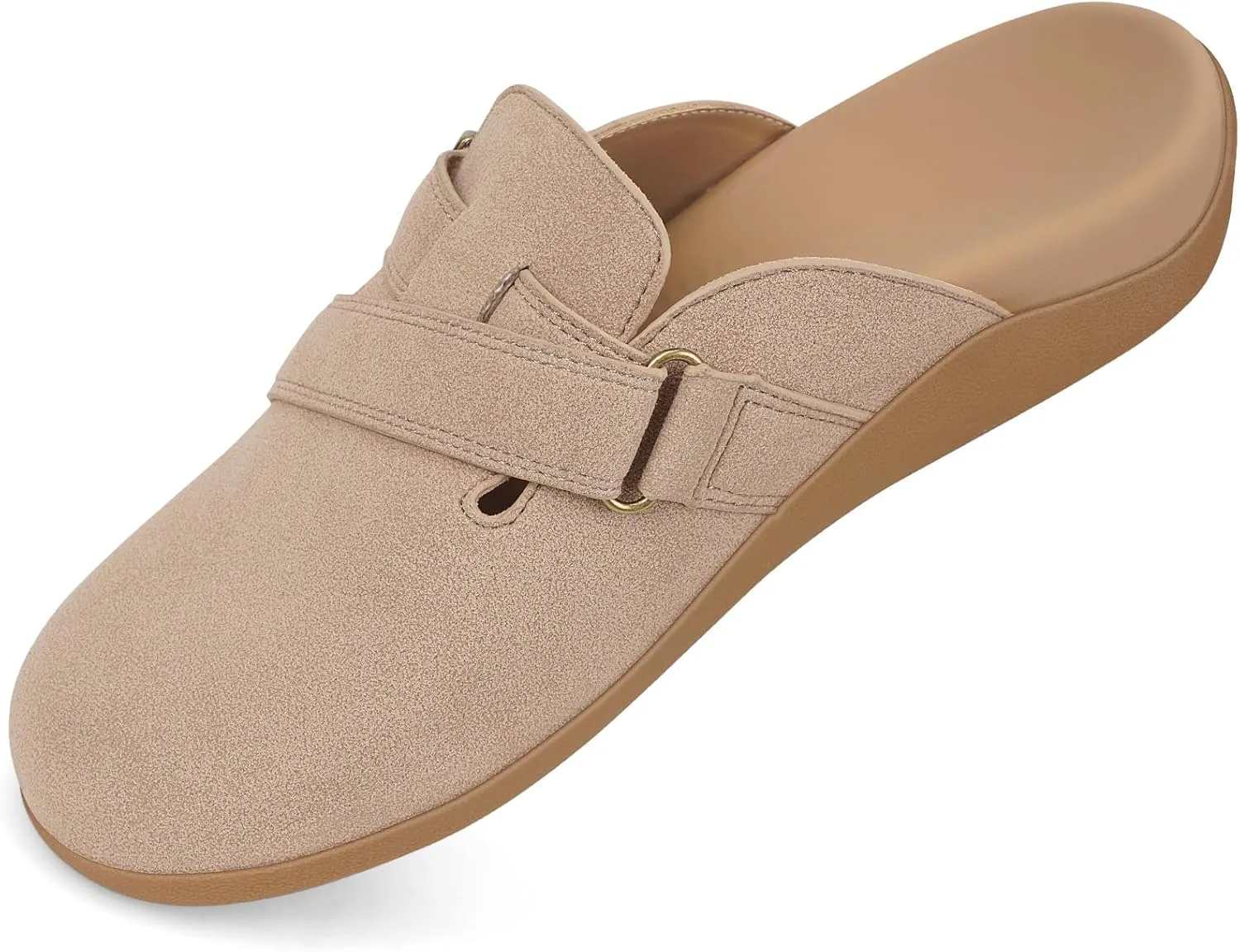 V.Step Women Orthopedic Clog Slippers with Arch Support, Suede Clogs Leather Mules, Orthotic Slippers Potato Shoes for Plantar Fasciitis, Slip on Adjustable Indoor Outdoor Sandals Foot Pain Relief