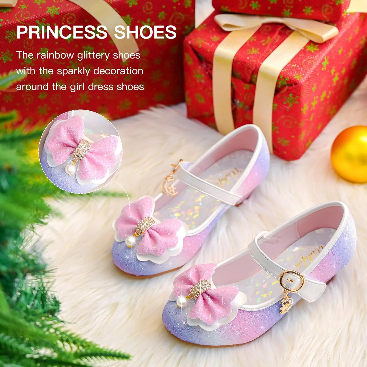 Walofou Flower Girls Wedding Party Heel Princess Shoes Flats for Kid Toddler