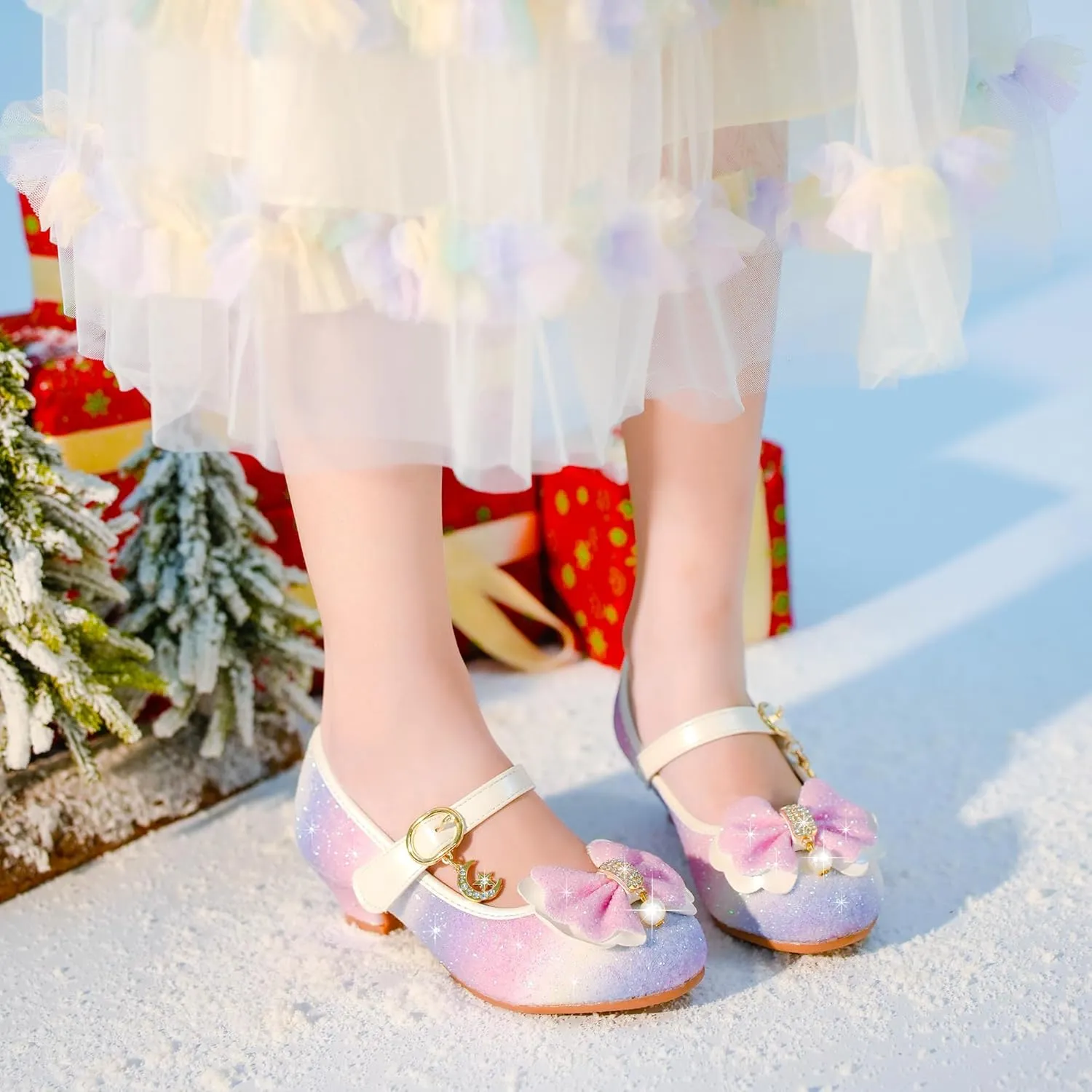 Walofou Flower Girls Wedding Party Heel Princess Shoes Flats for Kid Toddler