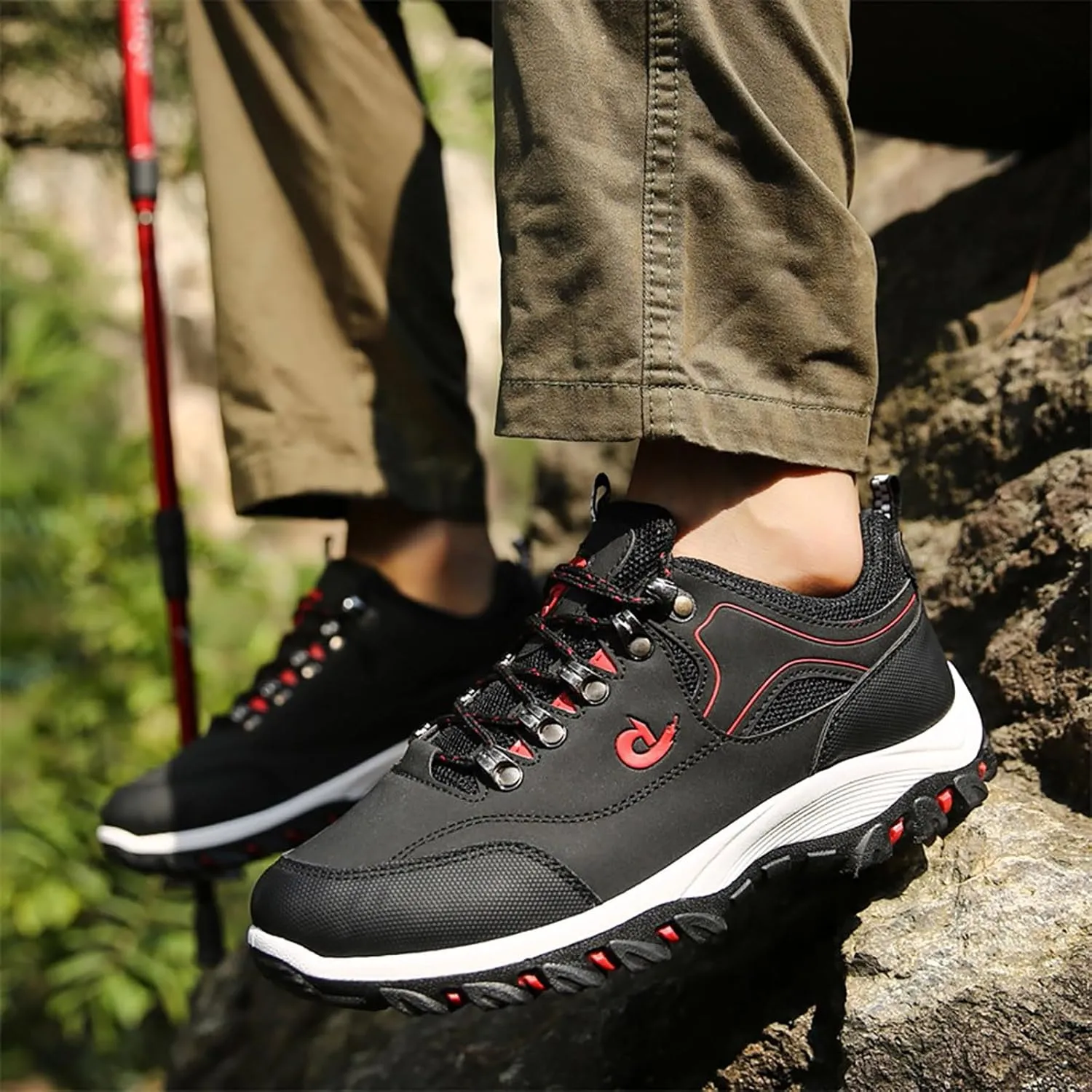 Waterproof Shoes for Men Breathable Trekking Trails Shoes Non-Slip Hiking Shoes Lightweight Casual Walking Shoes