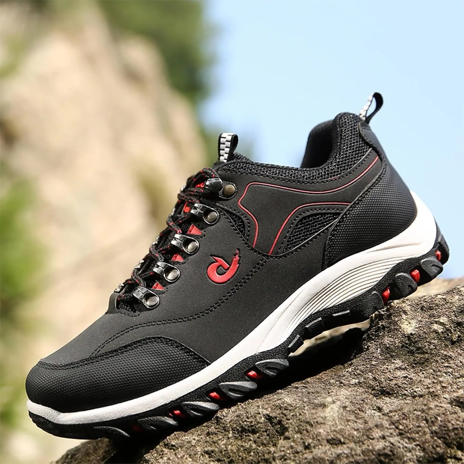 Waterproof Shoes for Men Breathable Trekking Trails Shoes Non-Slip Hiking Shoes Lightweight Casual Walking Shoes