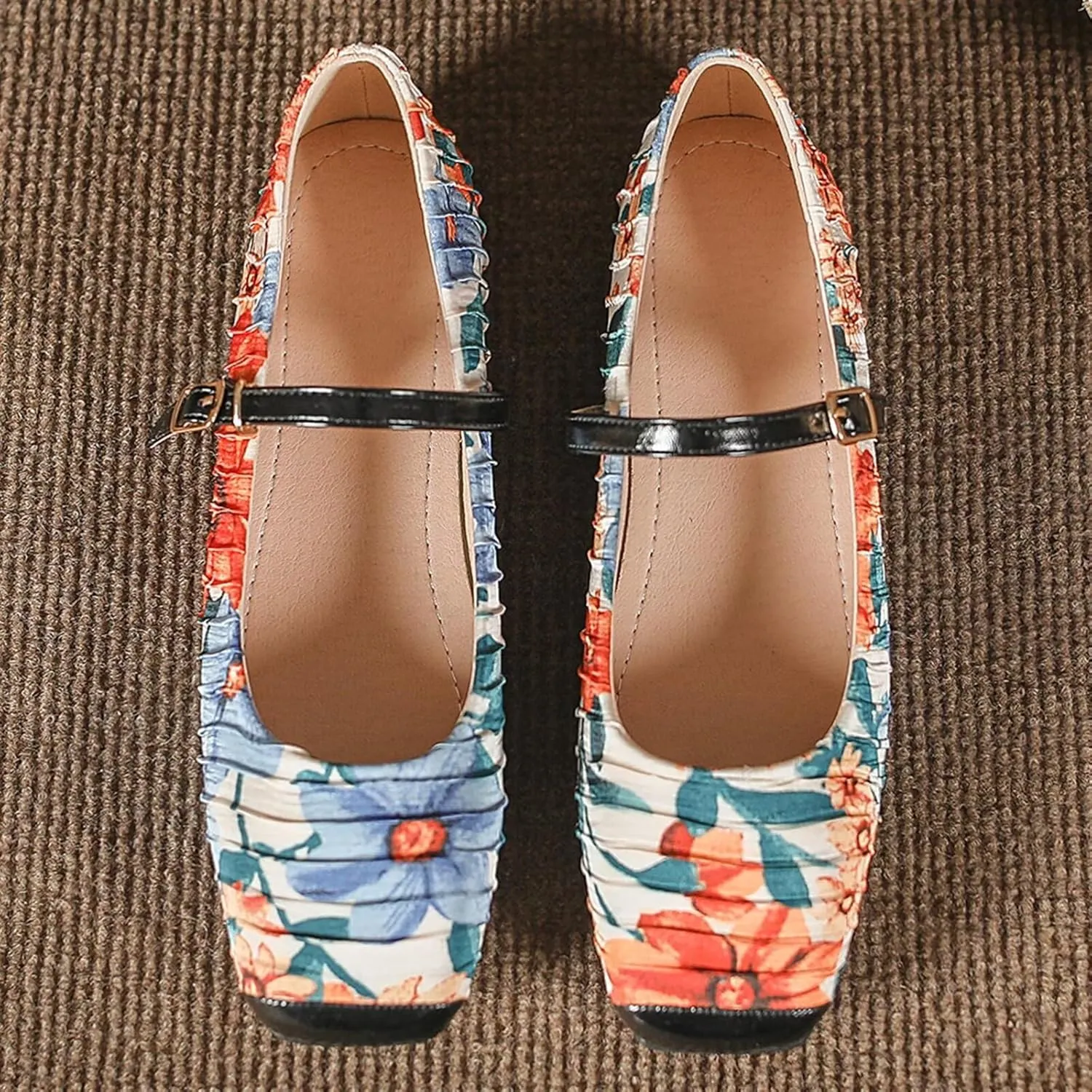 WENJIAZHIZHI Women's Round Toe Mary Janes Cute Bow Ballet Flats Elegant Low-Heel Girls Dress Shoes Wedding Slip-ons