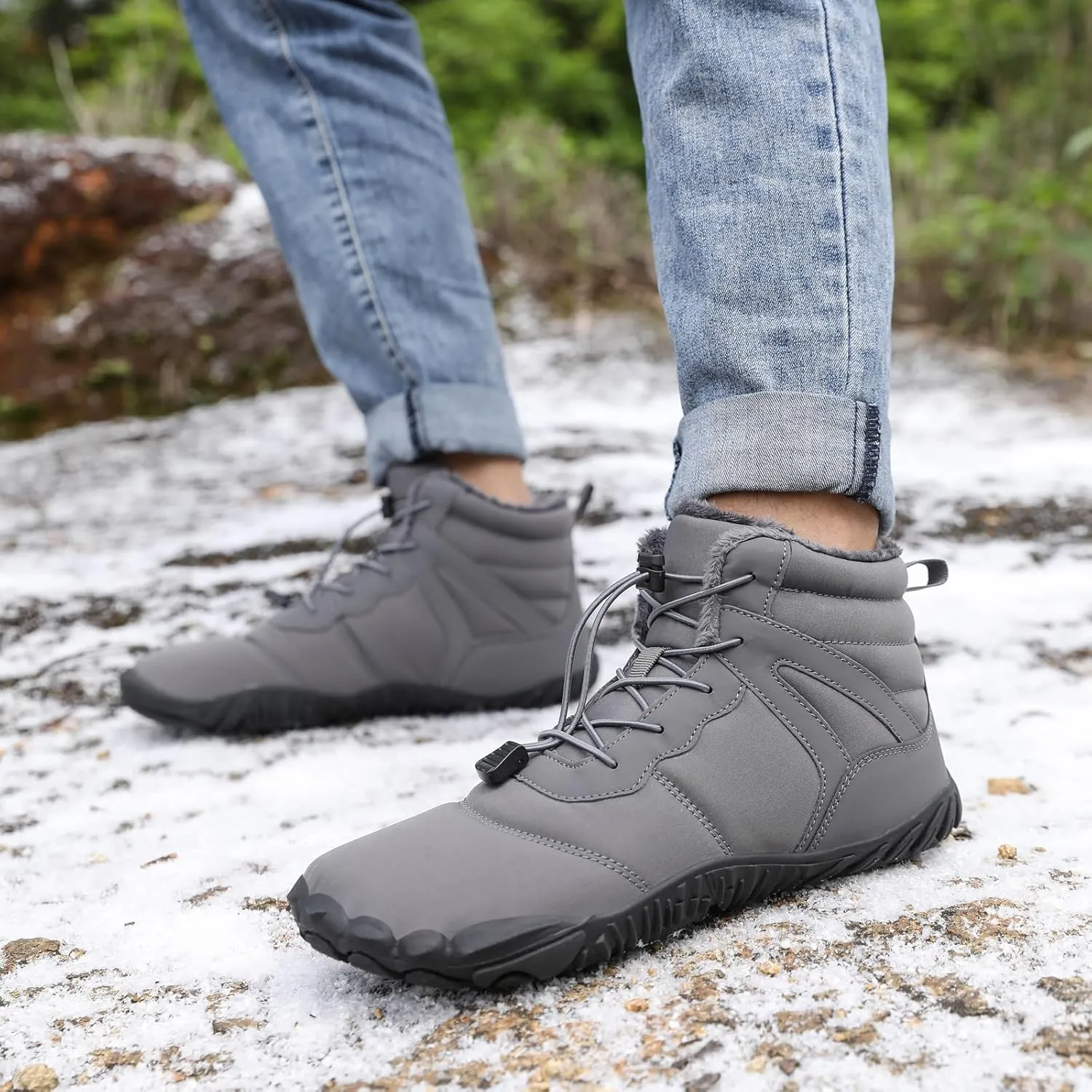 Winter Snow Boots for Women & Men | Minimalist Winter Snow Boots Barefoot | Warm Ankle Booties | Zero Drop Sole | Wide Toe Box | Slip on Sneakers | Waterproof Fur Lining Warm Snow Ankle Boots