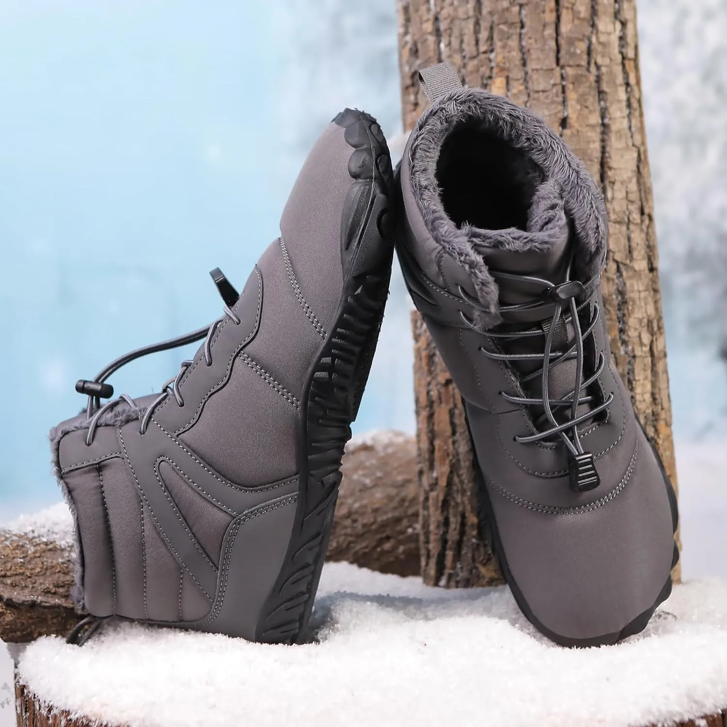 Winter Snow Boots for Women & Men | Minimalist Winter Snow Boots Barefoot | Warm Ankle Booties | Zero Drop Sole | Wide Toe Box | Slip on Sneakers | Waterproof Fur Lining Warm Snow Ankle Boots