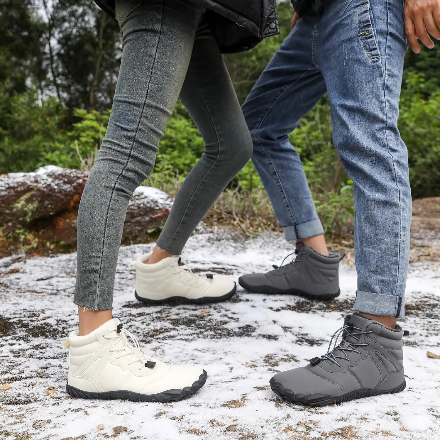 Winter Snow Boots for Women & Men | Minimalist Winter Snow Boots Barefoot | Warm Ankle Booties | Zero Drop Sole | Wide Toe Box | Slip on Sneakers | Waterproof Fur Lining Warm Snow Ankle Boots