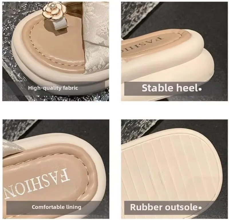 With skirts, slippers, women's summer wear 2025 new French toe muffin thick-soled sandals, new Chinese shoes,Wear-resistant and lightweight, skin-friendly