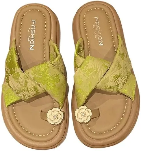 With skirts, slippers, women's summer wear 2025 new French toe muffin thick-soled sandals, new Chinese shoes,Wear-resistant and lightweight, skin-friendly