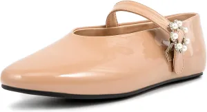 Women Buckled Ballet Flats with Strap Slip On Loafer Shoes