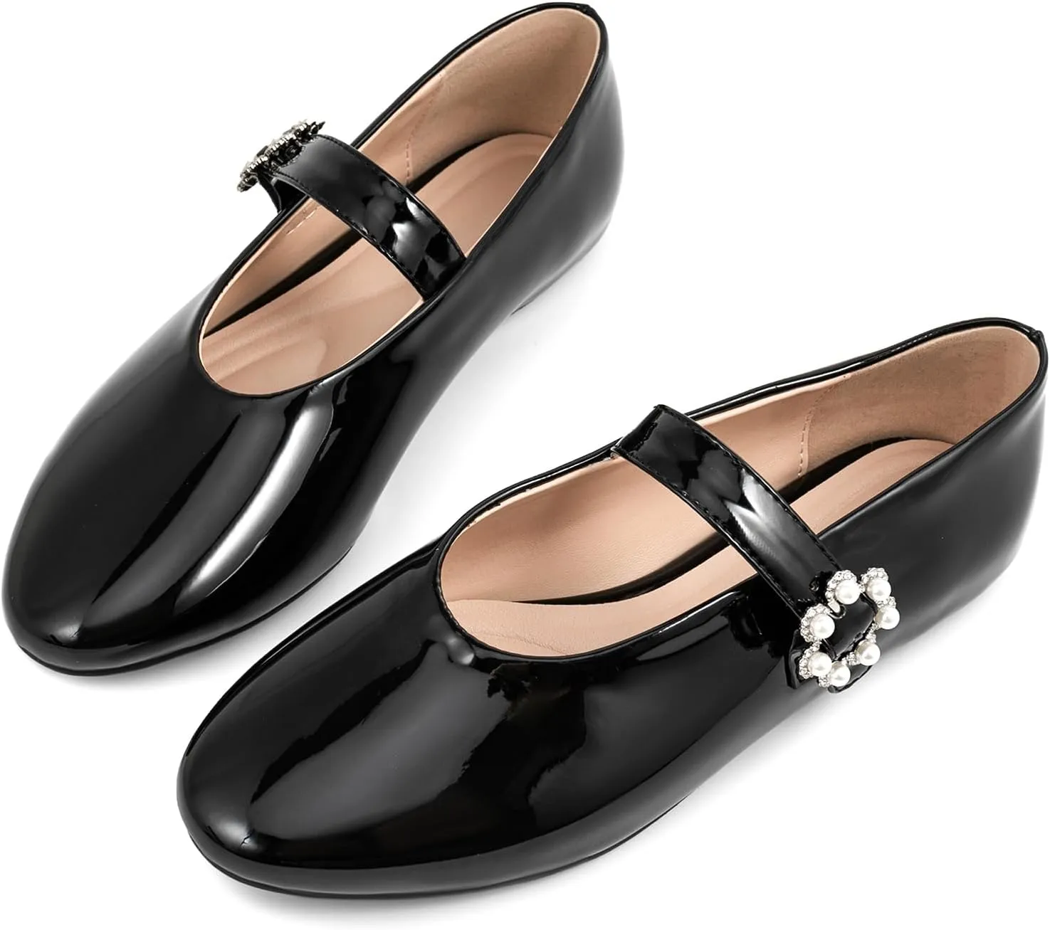Women Buckled Ballet Flats with Strap Slip On Loafer Shoes