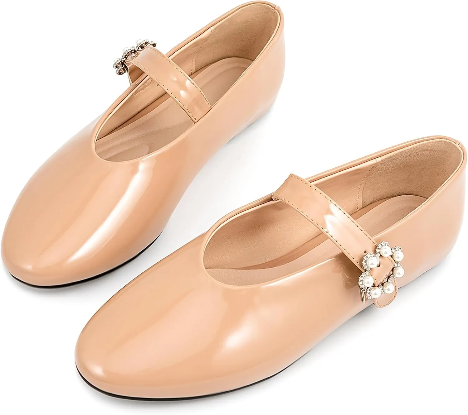 Women Buckled Ballet Flats with Strap Slip On Loafer Shoes