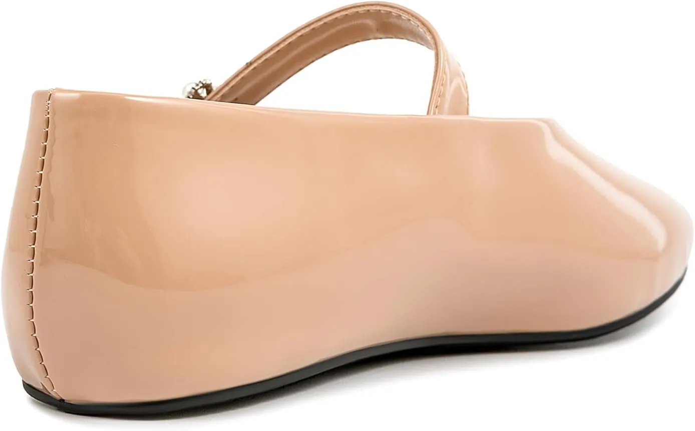 Women Buckled Ballet Flats with Strap Slip On Loafer Shoes