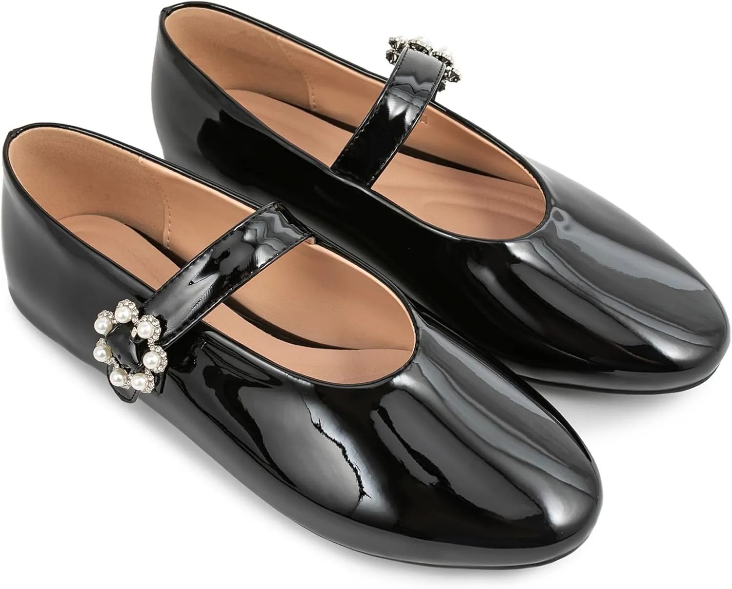 Women Buckled Ballet Flats with Strap Slip On Loafer Shoes