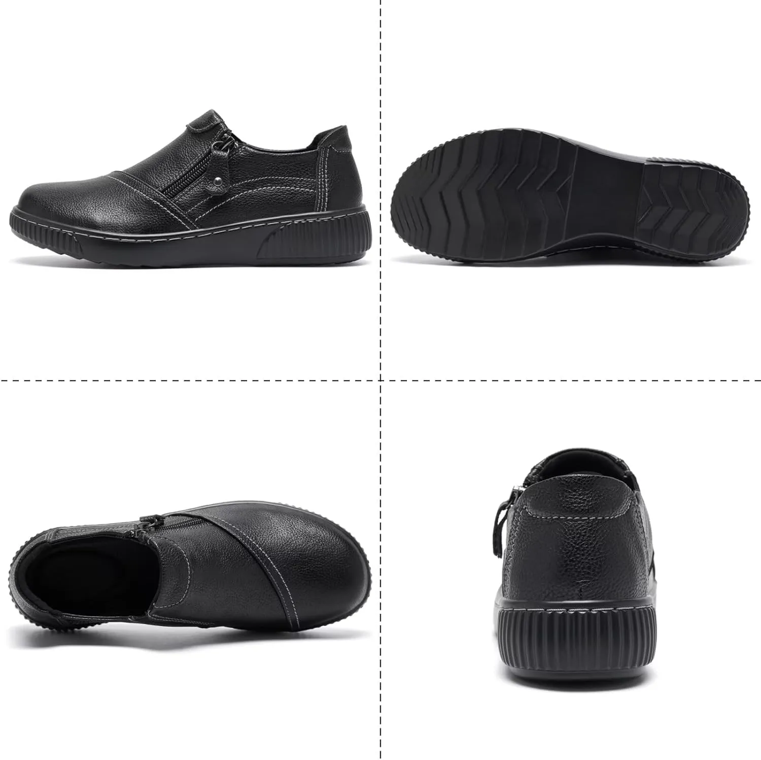 Women Casual Slip on Leather Loafers Dress Walking Shoes