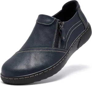 Women Casual Slip on Leather Loafers Dress Walking Shoes