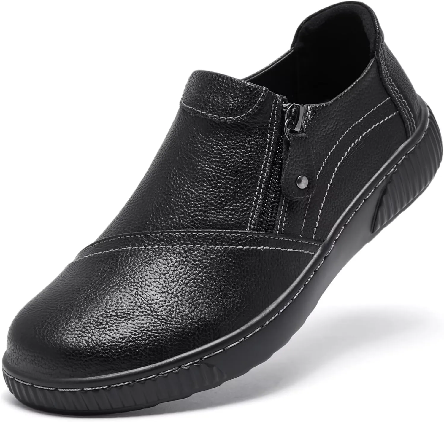 Women Casual Slip on Leather Loafers Dress Walking Shoes
