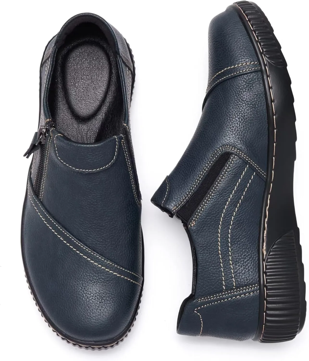 Women Casual Slip on Leather Loafers Dress Walking Shoes