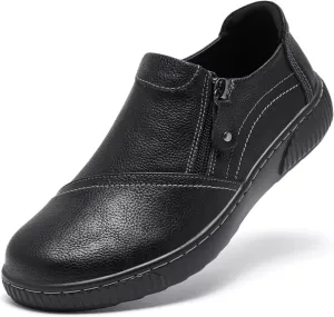 Women Casual Slip on Leather Loafers Dress Walking Shoes