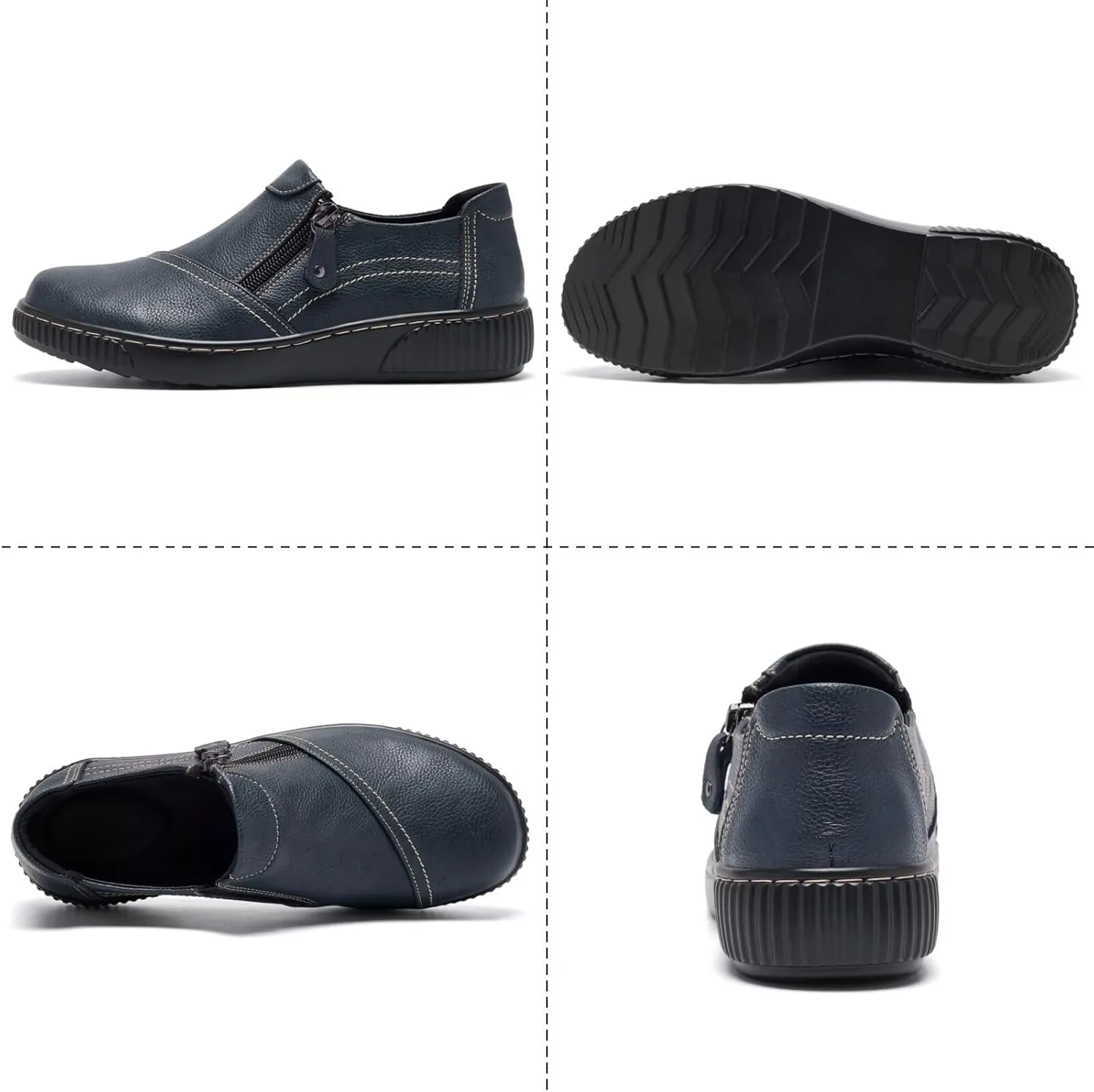 Women Casual Slip on Leather Loafers Dress Walking Shoes