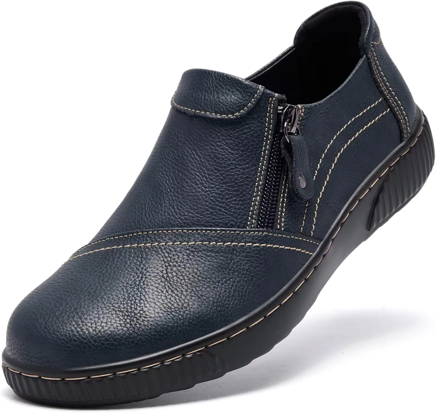 Women Casual Slip on Leather Loafers Dress Walking Shoes