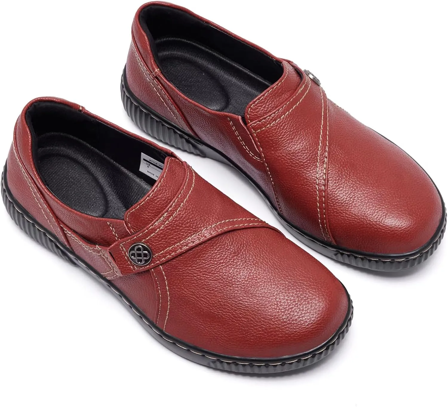 Women Casual Slip on Leather Loafers Dress Walking Shoes