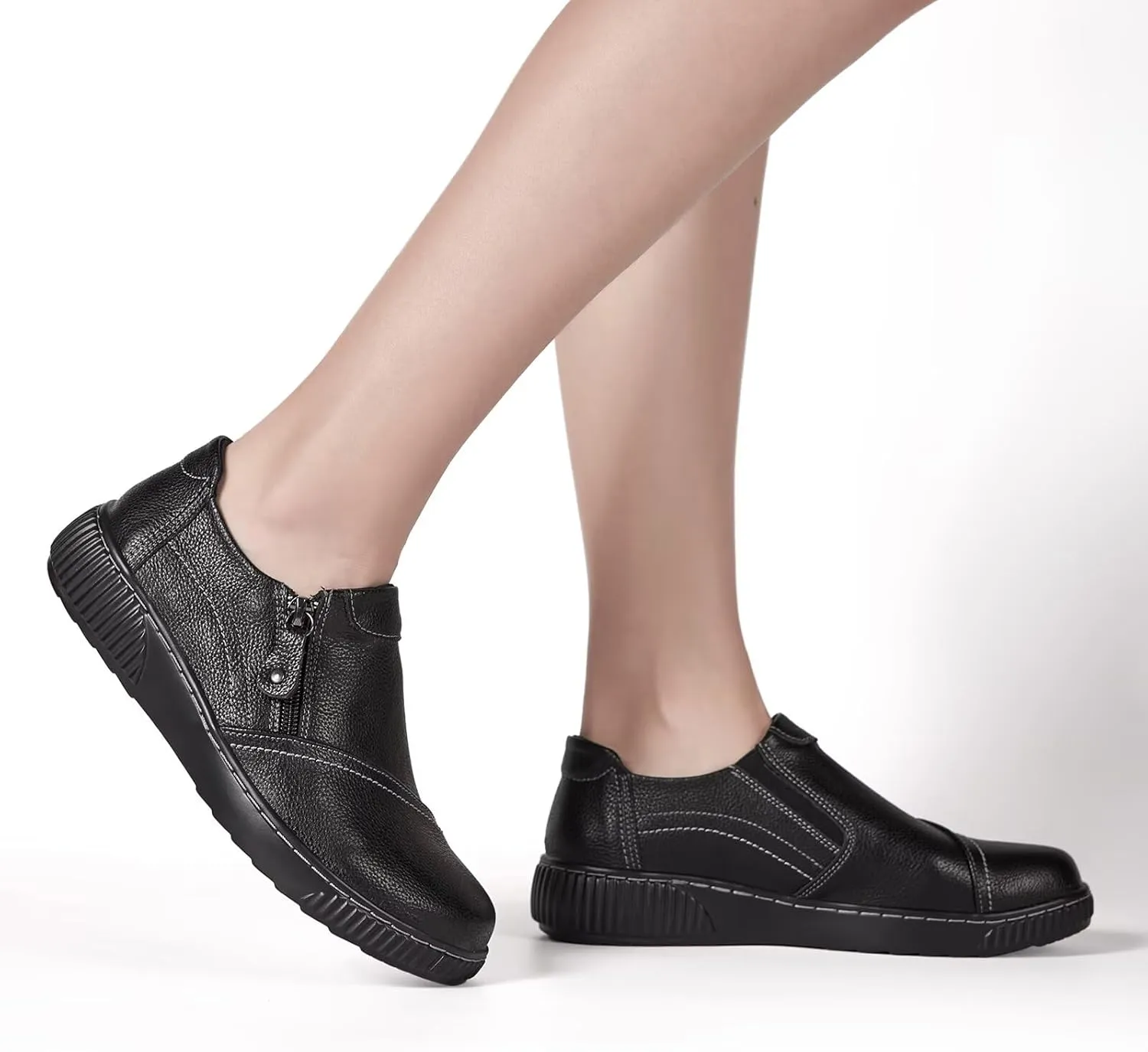 Women Casual Slip on Leather Loafers Dress Walking Shoes